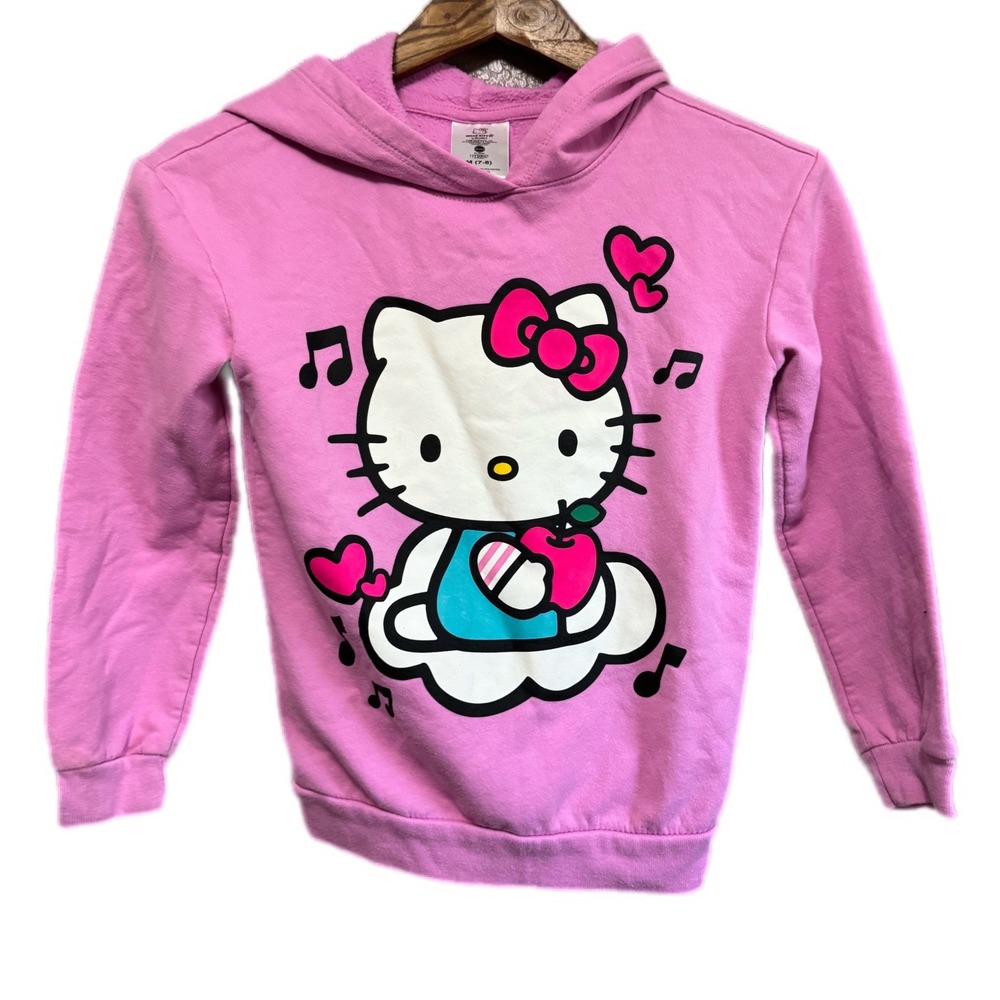 Sanrio Hello Kitty Hoodie Kids Size M 7-8‎ Pink Excellent Graphic Sweatshirt